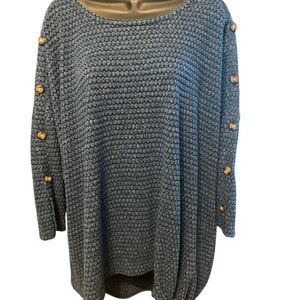 New York Laundry- Super Soft Blue Sweater W/Button Accents- 3X
